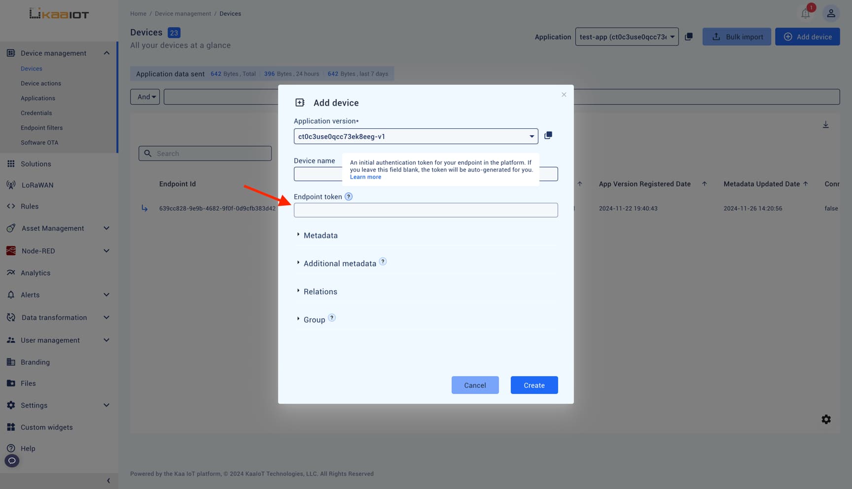 Token generation on endpoint provisioning