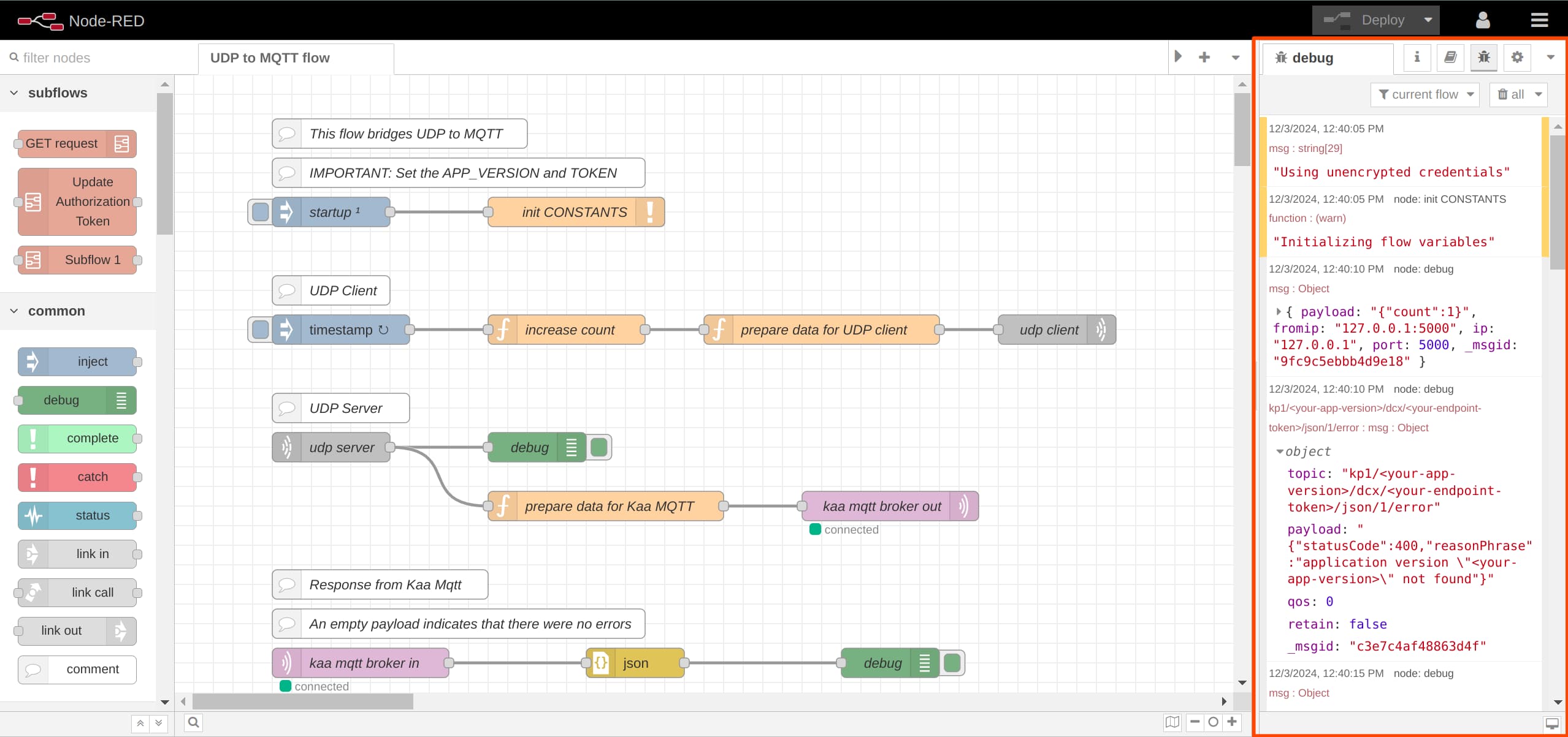 nodered error