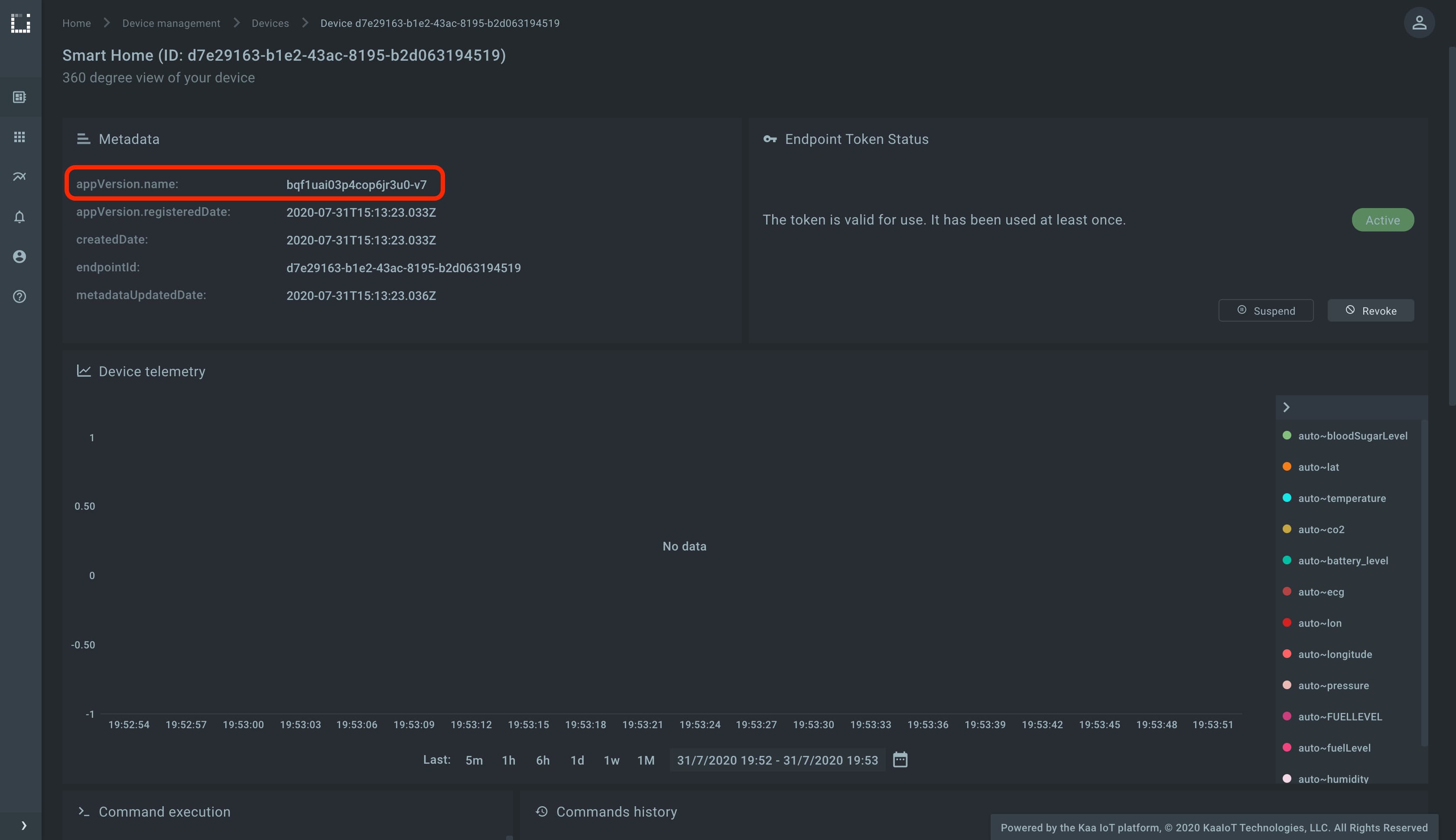 Endpoint application version