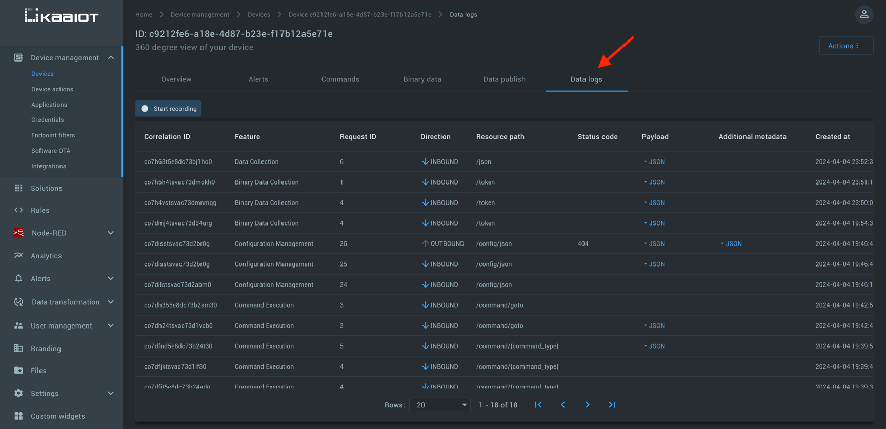 device logs