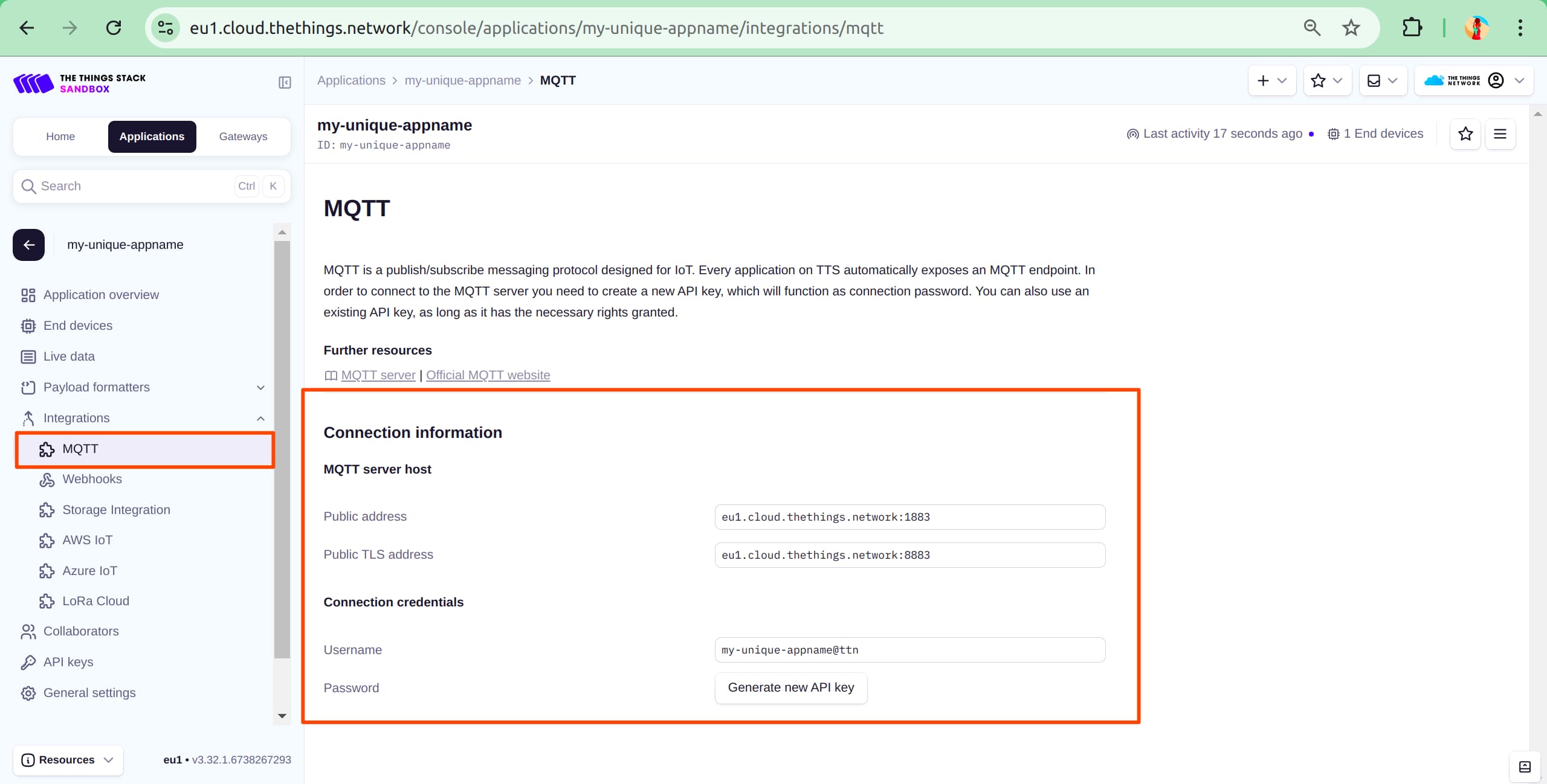 TTN MQTT Page