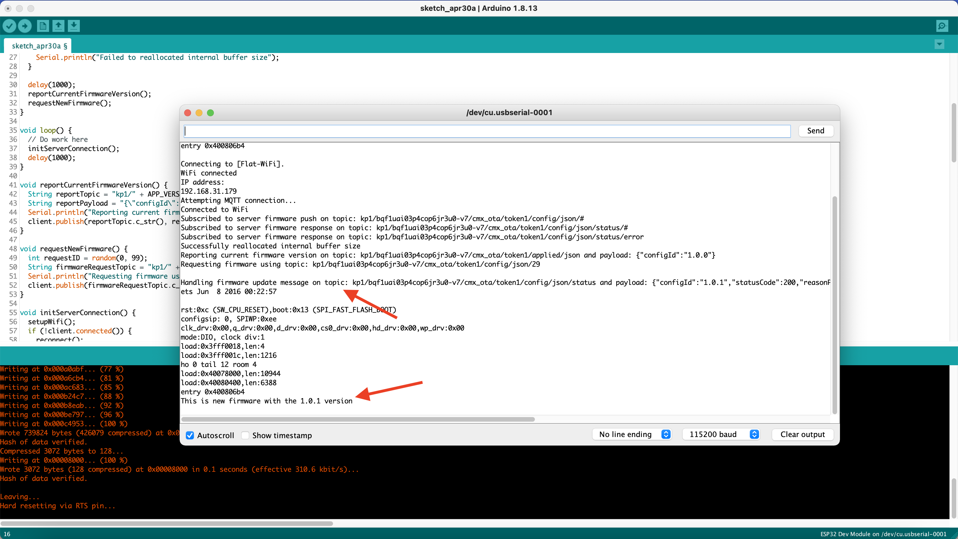 ESP32 OTA logs