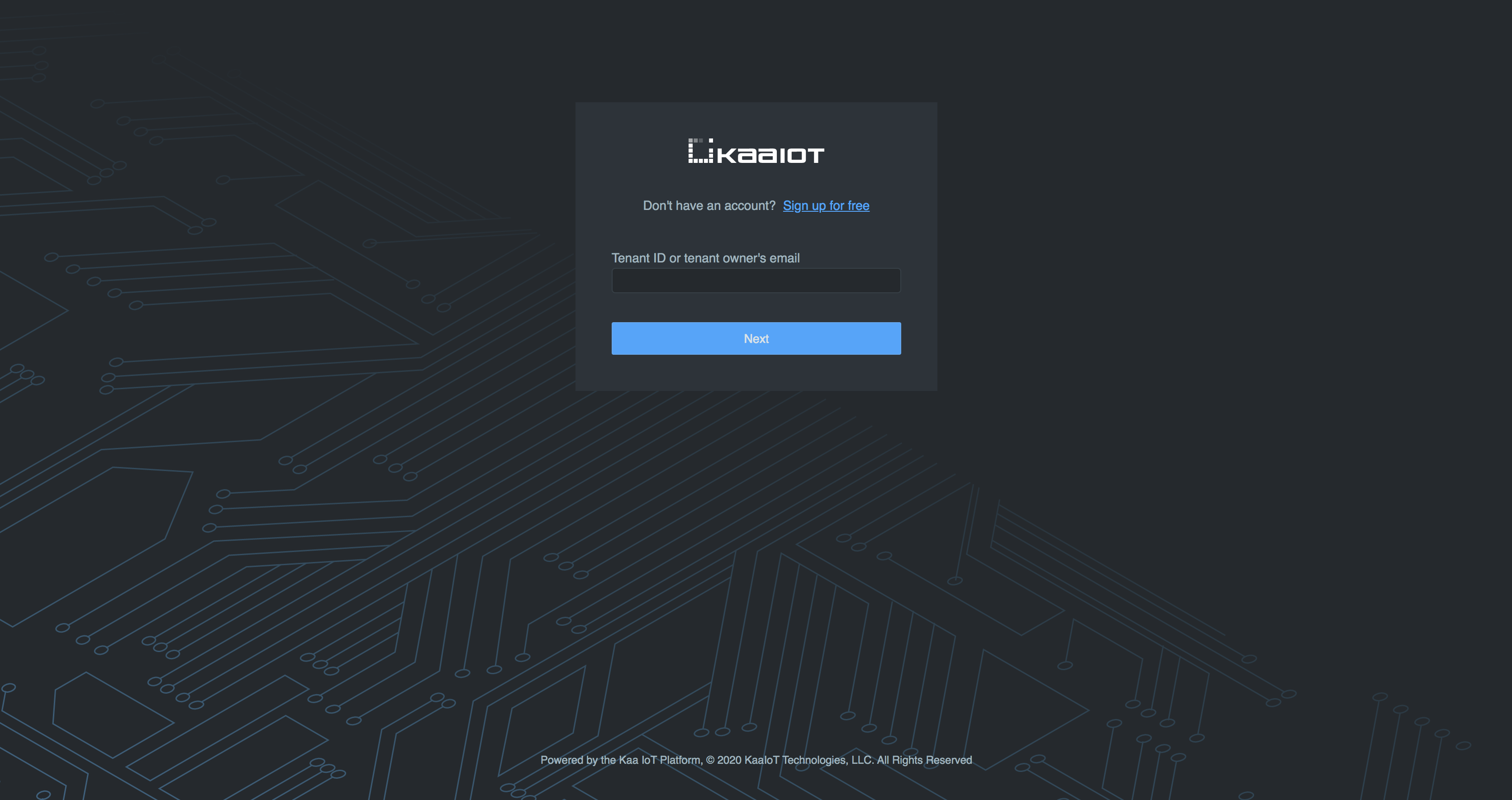 Login page