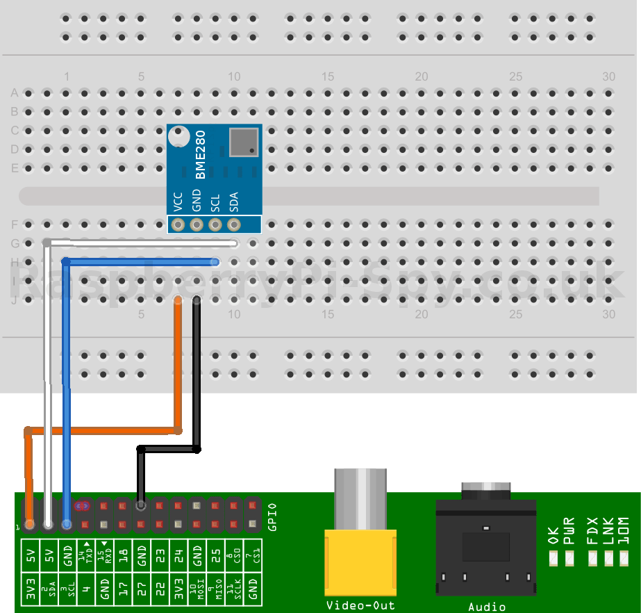 Breadboard setup for BME280